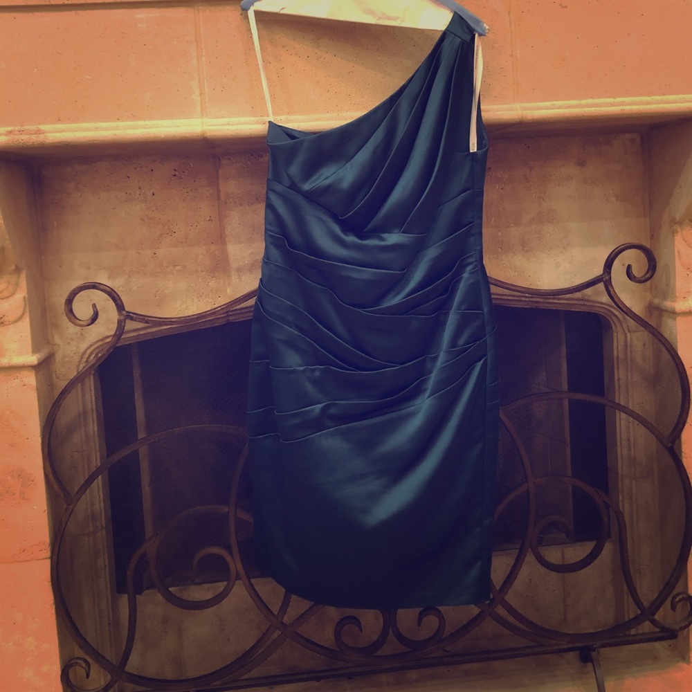 David’s Bridal long blue evening dress